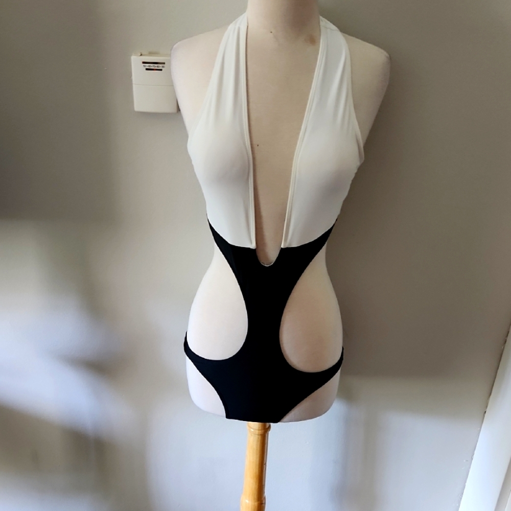 Black and white swimsuit